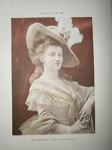 Gravure 19° 1899 couleur Peinture Van Den Bos: Sous le XVIII° siécle élégante - Picture 1 of 1
