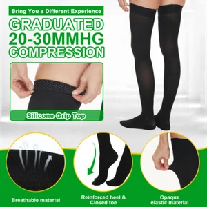Compression Stockings Therapeutic 30-40mmHg Closed Toe Socks Thigh High Support - Picture 1 of 15