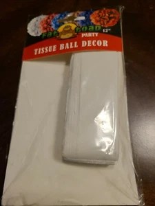 12" White Tissue Paper Pom Pom Flower Ball Decoration - Picture 1 of 1