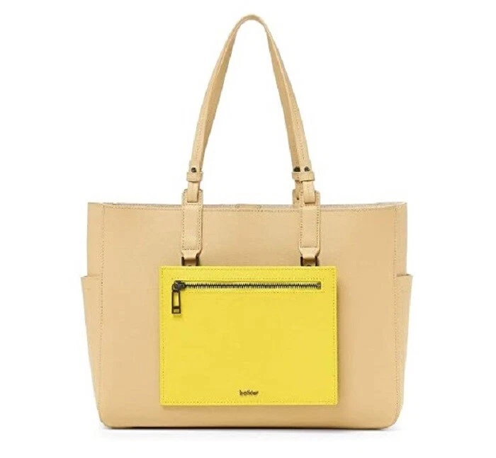 Botkier Park Slope Large Leather Tote Fawn Combo Tan and Yellow