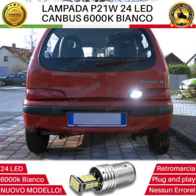 LAMPADA RETROMARCIA SINGOLA PER FIAT SEICENTO 600 P21W BA15S 24 LED CANBUS 6000K - Immagine 1 di 4