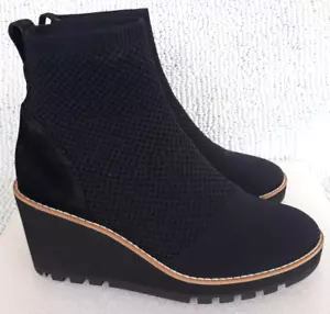 Eileen Fisher London ~Stretch Knit Bootie Wedge Black Size 6.5 ~ Worn Once GREAT - Picture 1 of 16