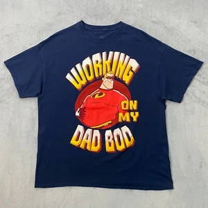 Vintage Disney THE INCREDIBLES T Shirt Men XL Short Sleeve WORKING ON MY DAD BOD - Picture 1 of 11