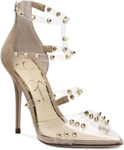 Jessica Simpson Womens Wavery Studded Stiletto Pumps Pointed Toe Clear Size 5M - Picture 1 of 7
