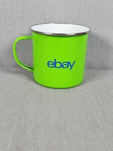 eBay Community Tin Cup Coffee Mug Green Metal Collectible Memorabilia Camp Gear