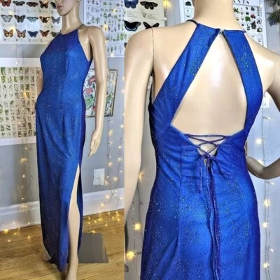 Vintage 90s Zum Zum Prom Dress Purple Mesh Glitter Mermaid y2k Jrs Size 5 - Image 1 of 4