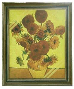 Framed Van Gogh Sunflowers Fabric  Pin Board/Memo Board - Picture 1 of 2