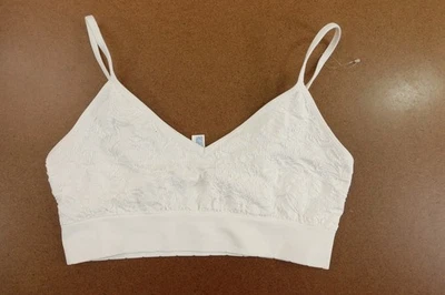 Old Navy Womens Size Large White Textured Wireless Pullover Bralette New - Image 1 of 4