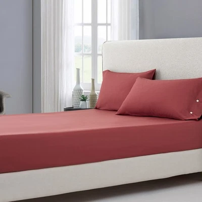 mixinni 100% Long Staple Natural Cotton Soft Solid Coral Fitted Sheet Bed She... - Image 1 of 4