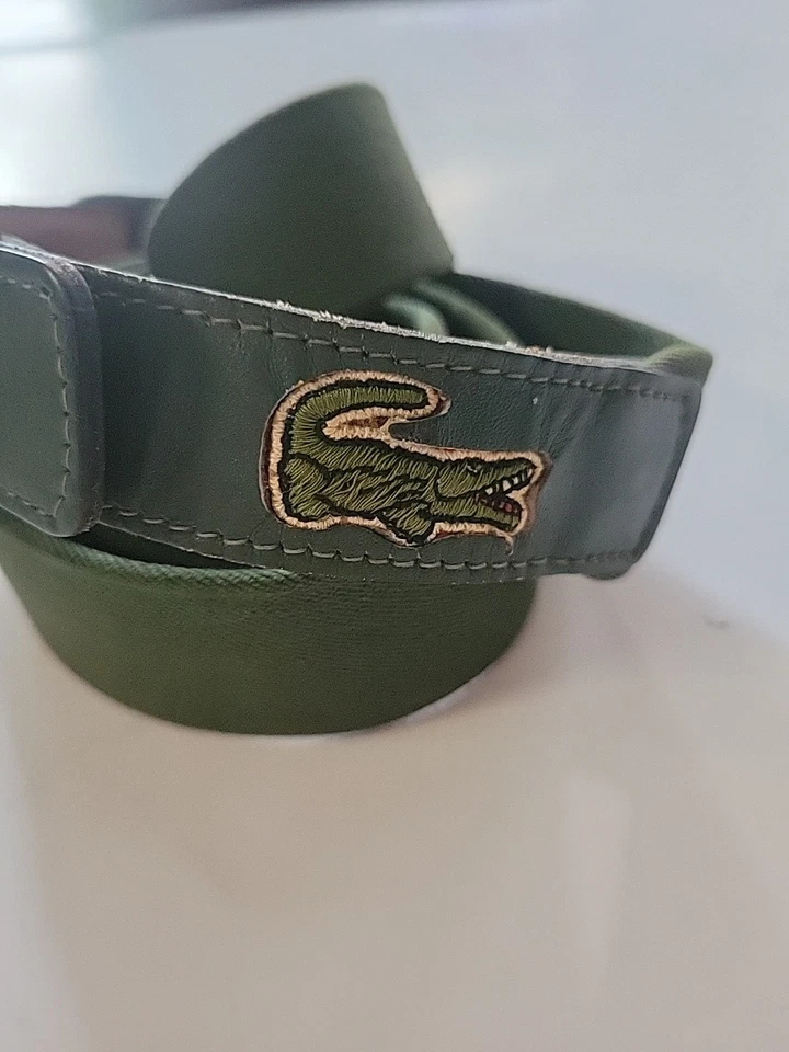Lacoste Green Solid Cotton & Leather Belt Sz 38/95. - Image 1 of 4