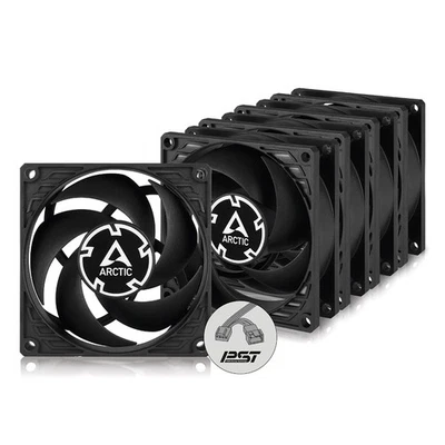 ARCTIC P8 PWM PST (Black) 5 Pack 80 mm Case Fan PWM Sharing Technology PST PC - Image 1 of 4