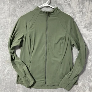 Avia Women’s L Olive Full Zip Stretch Jacket Thumbholes Zip Pockets - Picture 1 of 7