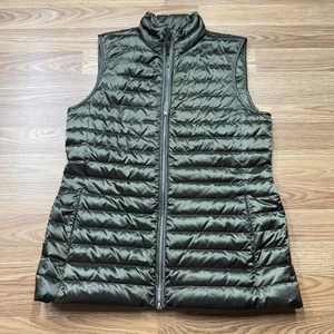 Lafayette 148 New York Goose Down Puffer Vest Green Full Zip Small - Picture 1 of 7