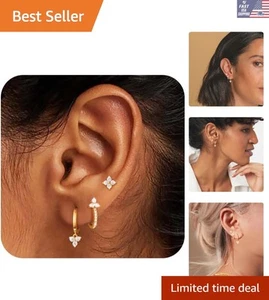 Elegant 3-Pair Gold Hoop Earrings Set - Dainty & Comfortable for All Occasions - Picture 1 of 9