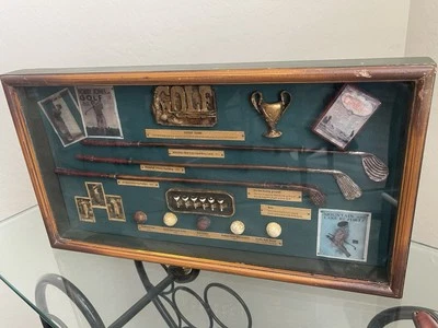 Vitrina de sombra de historia de golf con marco de madera collage de pared Bobby Jones nueva Foto 1 de 3