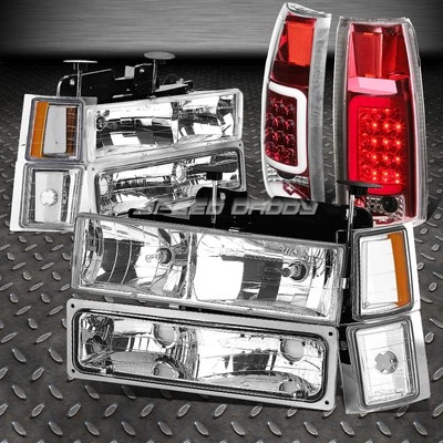 FARO CROMADO 8 PIEZAS + PARACHOQUES + ESQUINA + LUZ TRASERA LED 3D ROJA PARA CAMIÓN CHEVY C10 C/K Foto 1 de 4