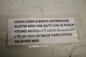 NOS LUCAS 25D4 distributor 41007,AUSTIN MINI 848 69/72 - Picture 1 of 4