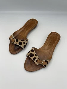Vintage Giorgio Armani Fell Slipper Sandalen Gr. 35 Leder Schuh braun hellbraun Punkte - Bild 1 von 12