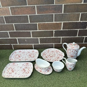Rosenthal 3655 Helena Serving Tea Set Orange Red Bird Floral Gold Trim - Picture 1 of 16