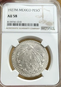1927 M Mexico Silver Peso NGC AU58 Low Pop - Picture 1 of 2