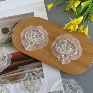 5x Sequin Lace Beaded Patch Applique Wedding Dress Veil Trim Accessory Decor Set - Picture 1 of 7