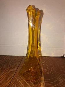 Vintage 12" Bernstein geschwungene Glasvase - Bild 1 von 11