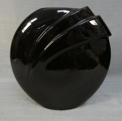 Art Deco 10" Black Ceramic Vase - Vintage - Image 1 of 4