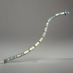 Bracciale pannello pietre preziose argento sterling 925 conchiglia madreperla bianca 7,25” - Foto 1 di 14