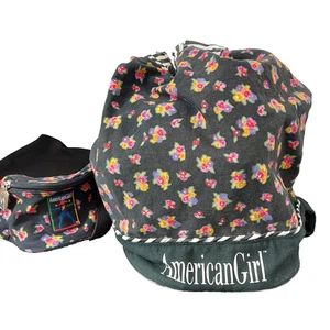 American Girl Drawstring Backpack Belly Bag Fanny Pack Black Vintage 90s - Picture 1 of 20