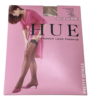 HUE French Lace Thigh-Hi Vintage Color Natural Size 2 Style 5971 See Size Chart - Image 1 of 4