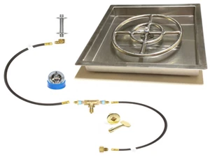 316 Stainless 18” Fire Ring Pre Plumbed Gas Fire Pit/ Table Kit W/ 22x22" PAN - Picture 1 of 4