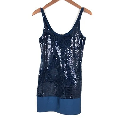 Top túnica Express pequeño azul lentejuelas sin mangas algodón peso de ensueño Foto 1 de 4