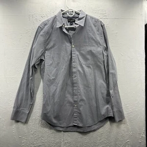 Banana Republic Button Down Cross Pattern Mens Gray Medium - Picture 1 of 7