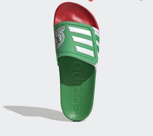 NWOB 12 Adidas ADILETTE TND Messico Soccer Slide GC9710 logo bandiera verde rosso bianco