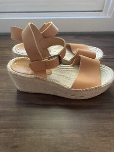 Sandalias de cuña Soludos de cuero camel y yute alpardriles nunca usadas talla 9 EE. UU. - Imagen 1 de 11