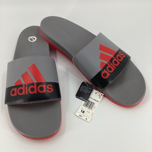 Adidas Adilette Comfort Slides Uomo GZ1144 Grigio Rosso Nero Taglia 18 Nuove 301