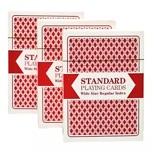 Tarjetas de juego estándar BryBelly tamaño ancho - 52 cartas + 2 comodines - 3 mazos rojos - Imagen 1 de 9