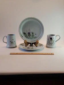 Buchan Portobello Finest Stoneware Scotland S/4 Thistleware 2 Plates&2 Mugs EUC - Picture 1 of 24