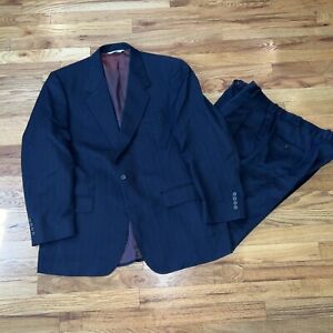 EVAN-PICONE Wool 44R Blazer Jacket 2-Button 39X29 Pleated Pants Chalk Stripe
