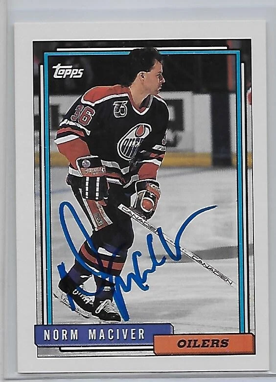 Hockey Card IP auto NORM MACIVER 1992-93 Topps Edmonton Oilers - Image 1 of 1