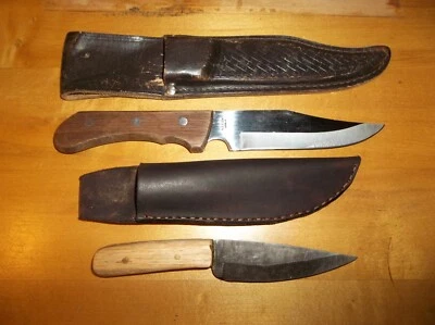 一对木质手柄固定刀片刀带鞘,Maxam 日本和手工制作 — 第 1/2 张图片