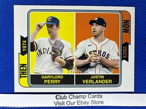 2023 #TAN-6 Then and Now Topps Heritage béisbol Garylord Perry-Justin Verlander - Imagen 1 de 2
