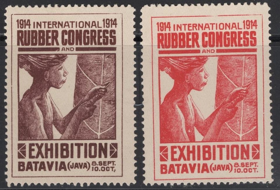 NETHERLANDS DUTCH INDIES 1914 RUBBER CONGRESS POSTER STAMPS - Image 1 of 1