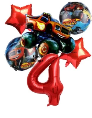 COOLTHINGZ BLAZE AND THE MONSTER MACHINES Balloon Set for 4th Birthday Party HELIUM Age 4