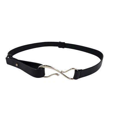 Cinturón Coldwater Creek S/M Cuero Negro Con Hebilla de Gancho Plateado Ajustable LEER Foto 1 de 4