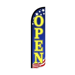 Open Patriotic Swooper Flutter Windless Feather Flag | 3ft W x 11.5ft Tall - Picture 1 of 3