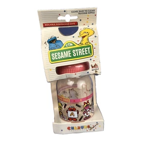 VTG 1989 Playtex Cherubs Sesame Street Reusable 4 oz Baby Bottle Pink Elmo Bird - Picture 1 of 7