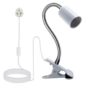 Clip on Lamp Clip on Reading Light Metal Base 220CM Clamp BedsideLight 9Mm&350Mm - Picture 1 of 9