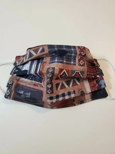 Adult Face Mask, Great Outdoors, Forest Scene, Moose, Goose, Fish, Brown Tones - Picture 1 of 2