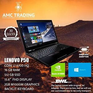 Lenovo ThinkPad P50 (512GB SSD, i7-6700HQ 2.70GHz, 16GB,) Laptop - Black